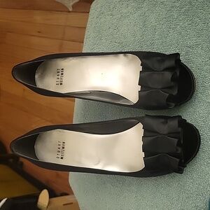 ,Stuart Weitzman Black Satin Shoes